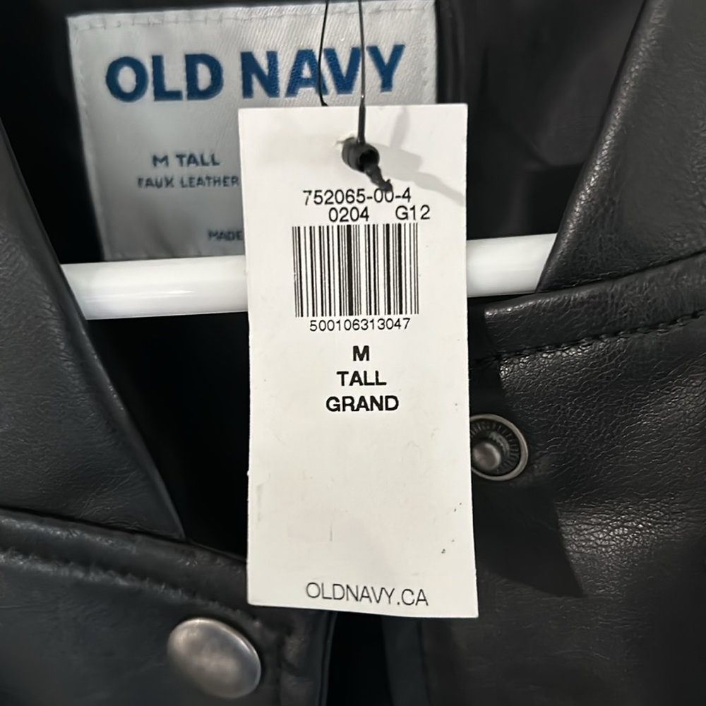 Old Navy - Bomber jacket - Black Faux leather - Medium Tall - NWT - Picture 6 of 11